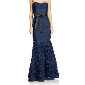 JS collection floor length tulle strapless navy gown size 0